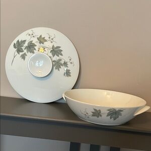 Noritake Green and White Leaf Serveware
